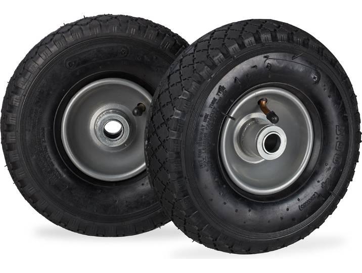 Lot de 8 roues de diable 3.00-4\, à pneumatiques\, jusqu'à 100 kg\, 260 x 85 mm\, roue de rechange avec jante en acier\, roue à pneumatique\, noir-gris