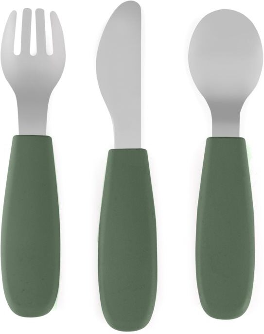 Petite&Mars Take&Match Stainless Steel Cutlery Set couvert pour enfant Misty Green 12m+ 3 pcs