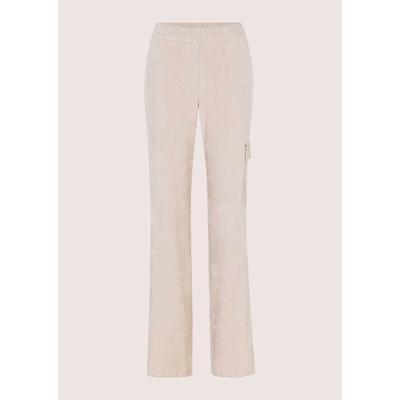 Schlupfhose MADELEINE "Hose Cord-Schlupfhose im Cargo-Stil", Damen, Gr. 40, beige (perlweiß), Modern, gerade, Hosen Schlupfhose