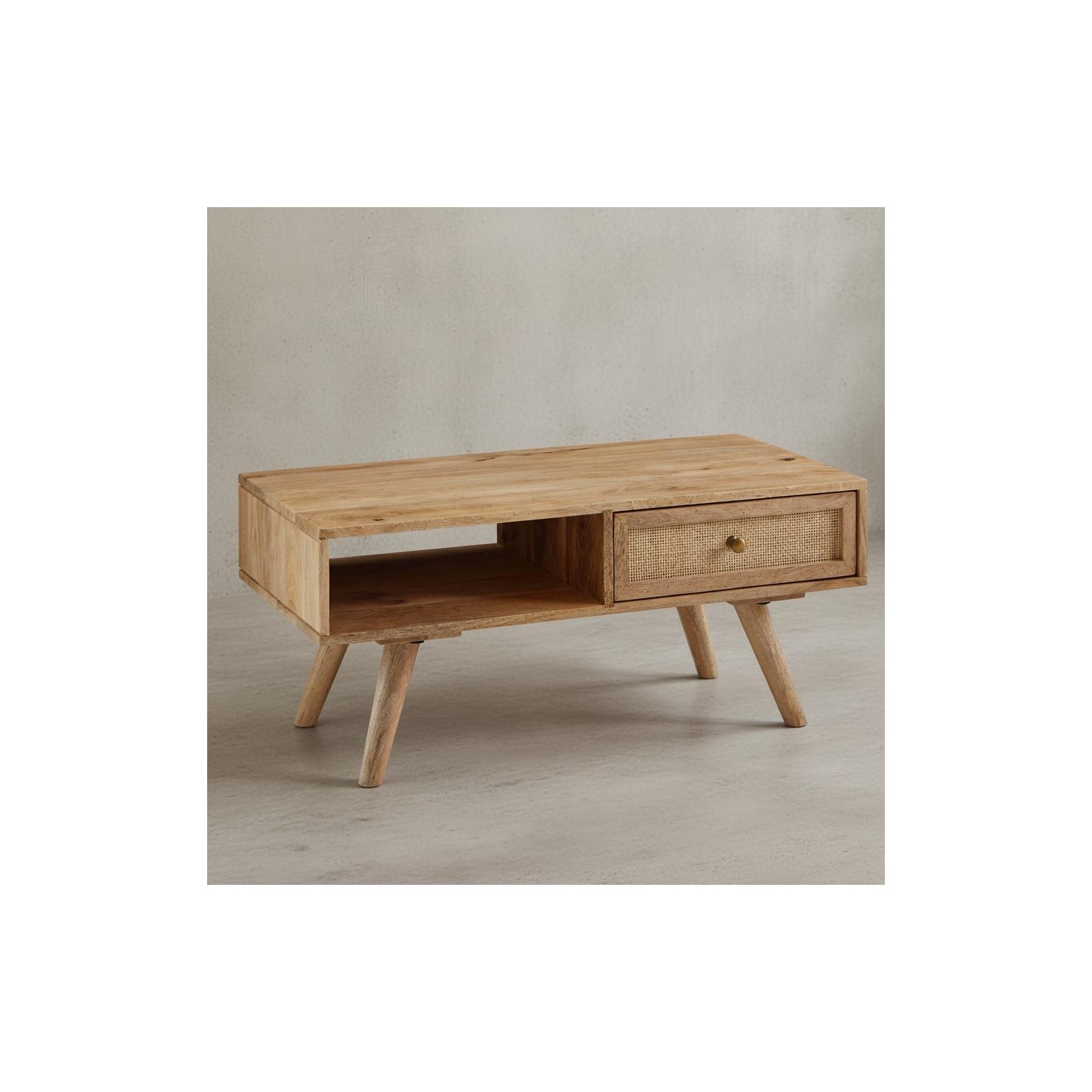 KADIMA DESIGN Massiver Mango-Holz Couchtisch mit Ablagefläche, Zeitlos, geräumig & stabil