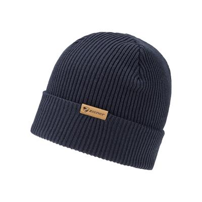 Strickmütze ZIENER "IKADELLO-Z HERREN", Herren, blau (schwarz navy), Kunstfaser, Mützen Strickmütze, mit Aufschlag