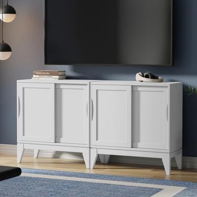 "WYNDENHALL Pearson Solid Wood 30 inch Storage Cabinet (Set of 2) - 30""W x 14""D x 31""H"