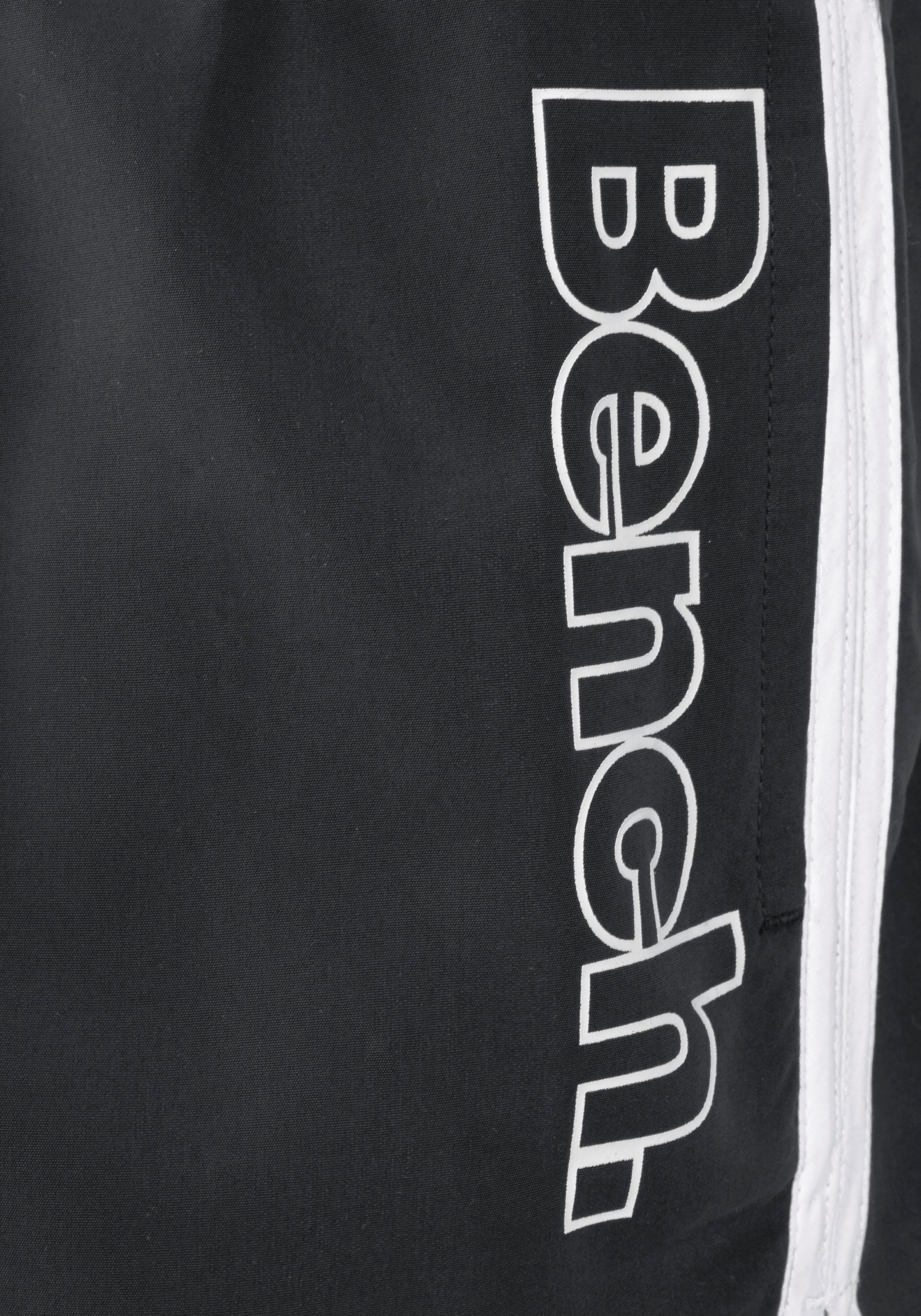Badeshorts BENCH. "Bradley", Herren, Gr. M (50), N-Gr, schwarz, Polyester, kontrastfarbene Details, Badehosen Badeshorts, mit coolem Logodruck schwarz M (50), N-Gr