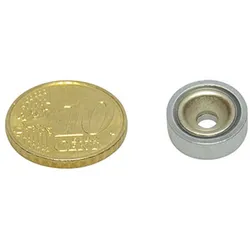 23 Topfmagnet mit Bohrung und Senkung, Neodym 13 mm | 4,1 kg | verzinkt, Neodym, Stahl, silber