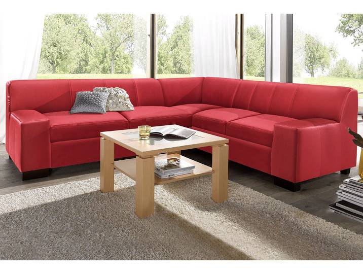Ecksofa DOMO COLLECTION Norma Top, elegant & modern, flache Armlehnen, Breite 247cm, L-Form , rot, B:247cm H:77cm T:212cm, Sofas, Ecksofa, wahlweise mit Bettfunktion
