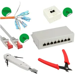 InLine Cat.6 Network Installation Kit - Speicher-Installationskit (CAT6, 100 m), Netzwerkkabel