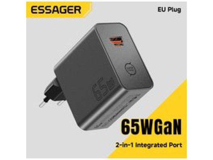 ESSAGER 65W GaN-lader PD3.0 PPS QC4.0 Volledig compatibel met iPhone 17 16 Samsung S26 MacBook Air Huawei Laptop PD Snellader