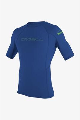 O'Neill Basic Skins 50+ Short Sleeves Rash Guard in Pacific, Size 4, Polyester/Spandex