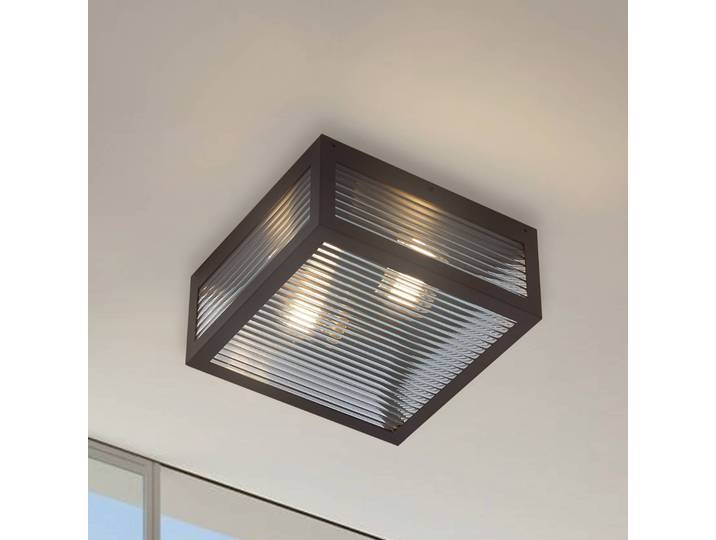 Lindby buiten plafondlamp Bolgar, zwart, metaal, glas dimbaar, zwart, metaal, Modern, plafondlamp