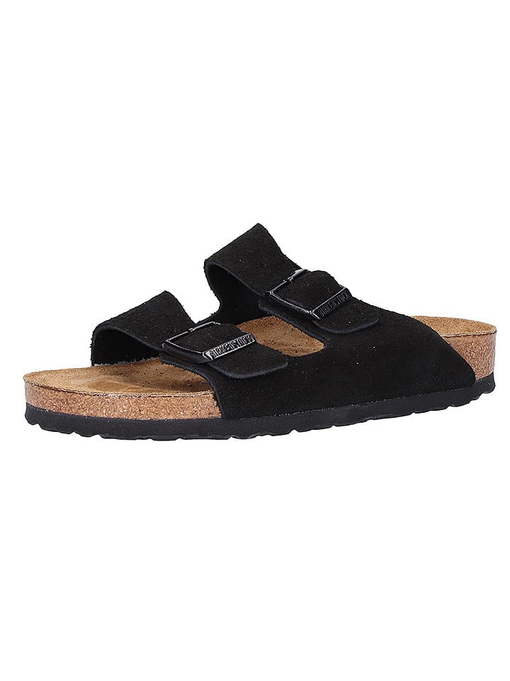 Birkenstock Leder-Pantoletten "Arizona" in Schwarz - Weite S - 38