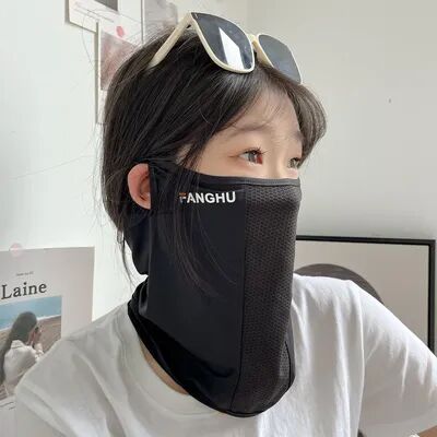 USA Free Shipping Shop UPF 50+ Ice Silk UV Protection Face Mask For Women Breathable Cooling Sun Cover black
