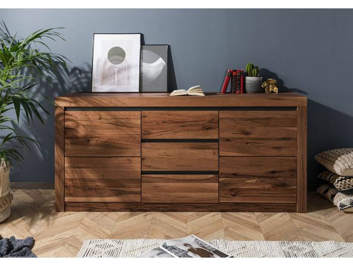Buffet en bois de chêne sauvage / chêne cendré MONTREUX 185x43x80 marron huilé MONTREUX #355