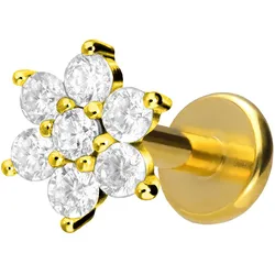 Titan Labret mit Innengewinde KRISTALLBLUME
