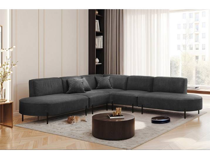 Fun Möbel Ecksofa Sofa VALENCIA Seite universal, Rundumbezug