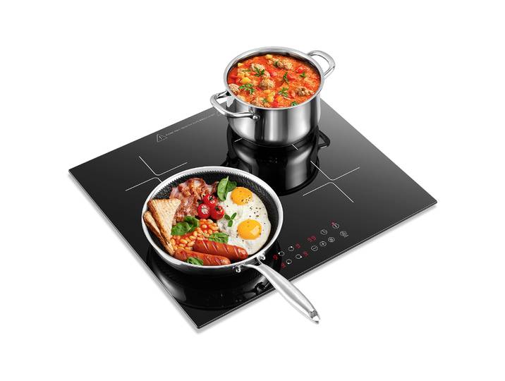 KICHPOWER Plaque de cuisson à induction 60 cm 4 plaques, commande tactile, minuterie 1-99 min