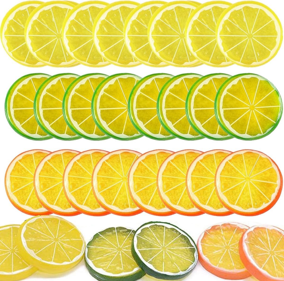 Dailygoods Nep Citroenschijf - 30 Stuks - Kunstfruit Decoratie voor Thuis en Keuken