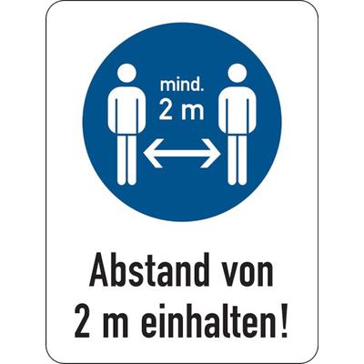 Kombischild, Abstand von 2 m einhalten!, Folie - 150x200 mm Folie selbstklebend