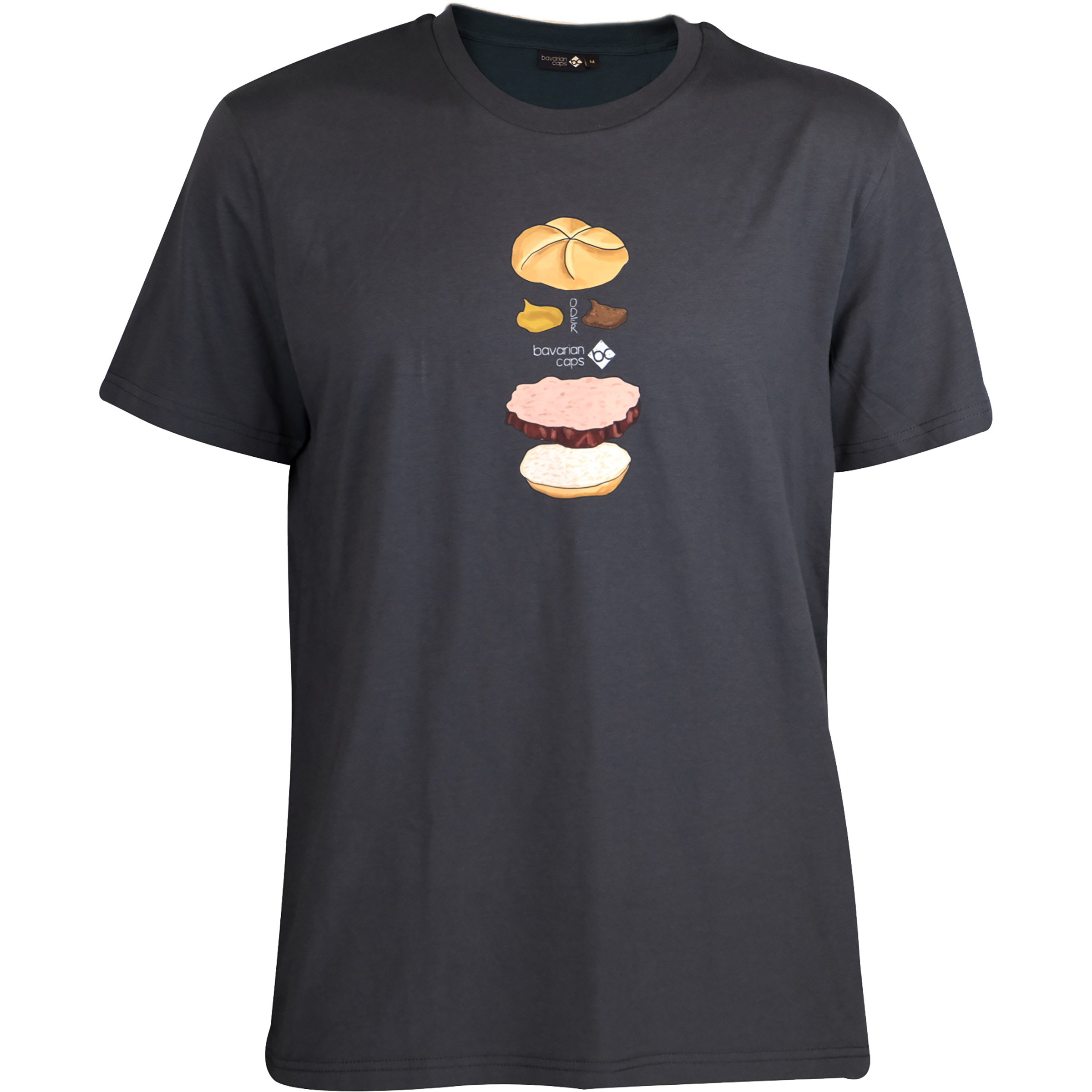 Bavarian Caps Bavarian Burger Herren T-Shirts schwarz Größe M Lifestyle Hautfreundlich