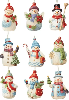 Inspire Picks Wooden Snowman Christmas Tree Ornament Set (9PCS) 9pcs