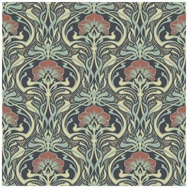 Crown Donovan Moss Nouveau Floral Wallpaper - 20.5 x 396 x 0.025