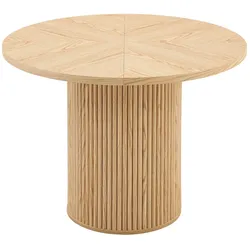 MODFU Esstisch MDF/Metall Naturholz 100x100x76 cm, rund, mit Stauraum, pflegeleichte Oberfläche