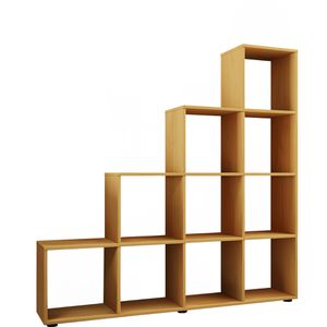 VCM Bücherregal Napoli, 912410, buche, Stufenregal aus Holz, 10 Fächer, 143 x 139 x 29cm