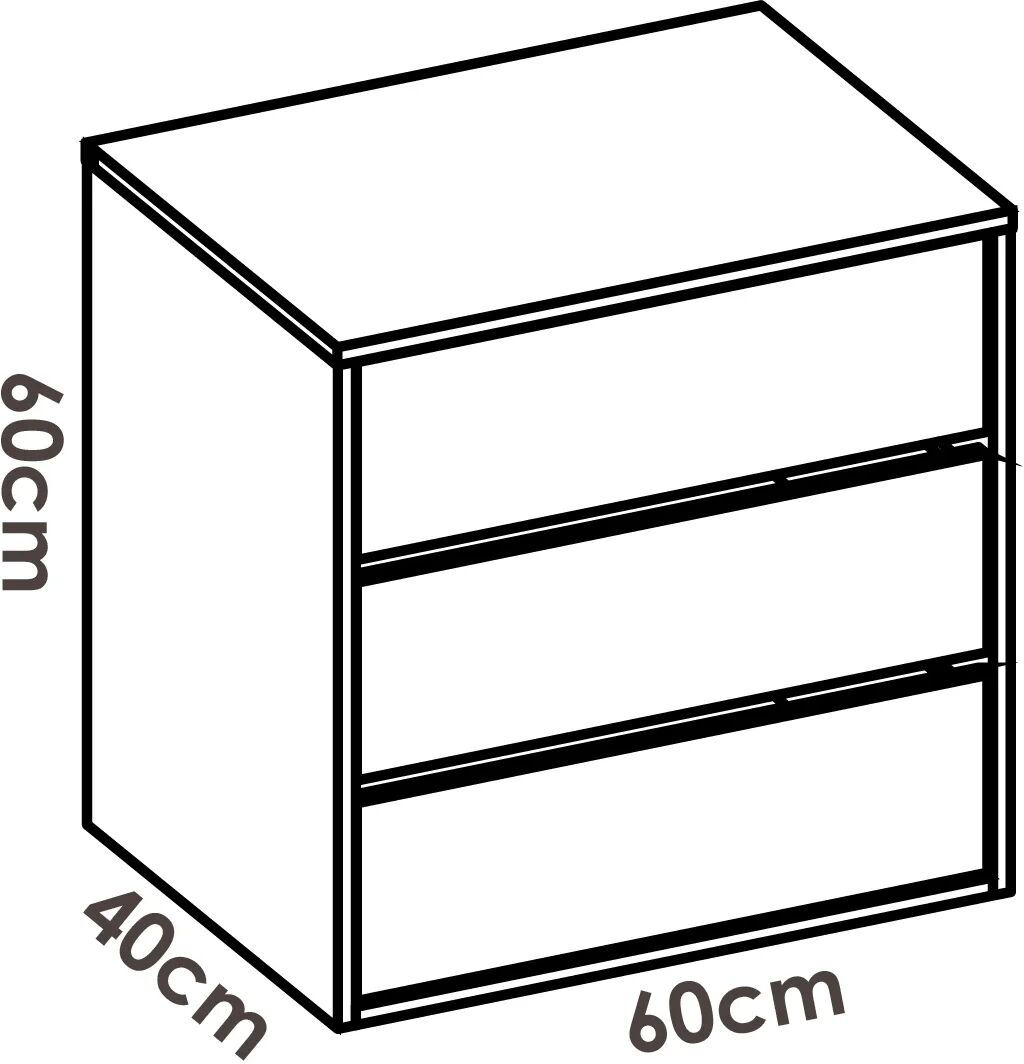 garneroarredamenti Cassettiera 60x60cm per armadio scorrevole 3 cassetti interna Royal