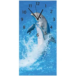 Wallario Uhr 30 x 30 cm, weiße Zeiger Fröhlicher Delfin im blauen Wasser