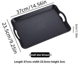 Inspired Living Premium Non Slip Plastic Serving Tray With Handles Multi Purpose Rectangular Food & Organizer Tray s