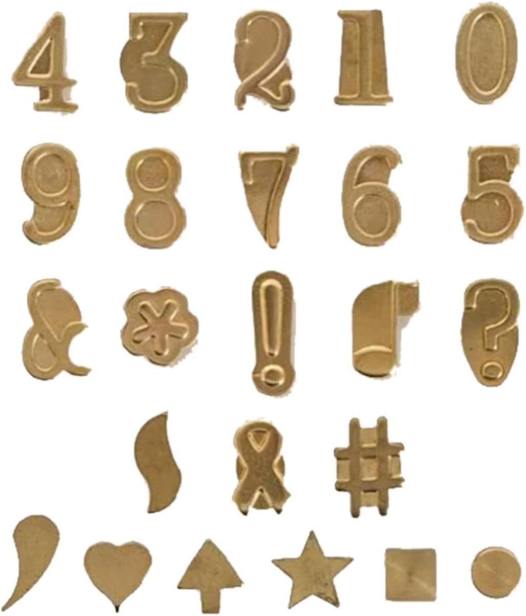 Houtverbrandingsstempel Set Branding Kit Cijfers Koperkleurig voor professionele opdruk op hout met 1 cm hoogte
