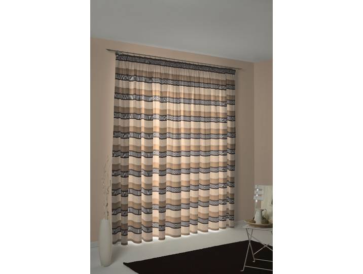 Vorhang WIRTH Menorca Gr. 1, beige, B:135cm H:145cm, Baumwolle, Polyester, Gardinen, Vorhang