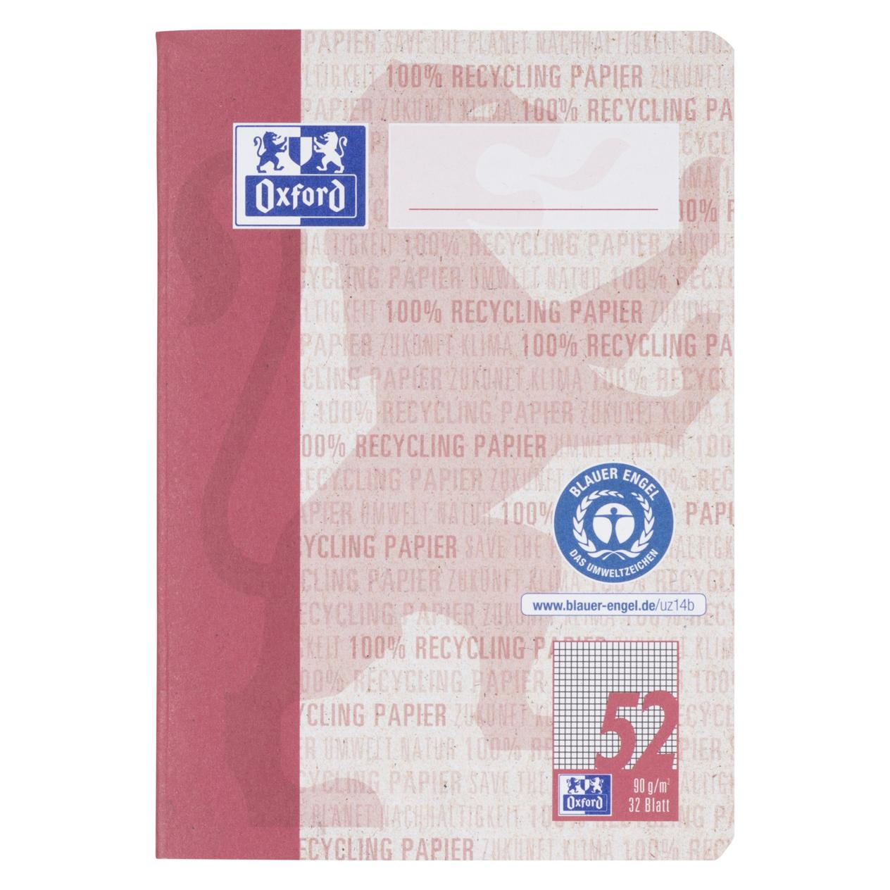 Oxford Recycling Oktavheft, A6 (A6, Kariert, Weicher Einband) (400159443)