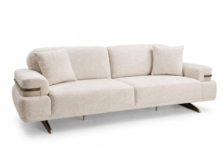 JVmoebel 3-Sitzer 3-Sitzer-Sofa moderner Stil Beige Bequem Metallfüße Minimalistisch, 2 Teile