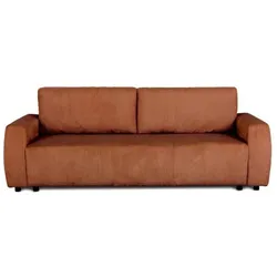 Casapy, Sofa + Bettsofa, Schlafsofa - 3 Sitze - PHARELL - Terrakotta-Cordstoff - Stauraum - 231 x 84 x 91 cm (3-Sitzer)