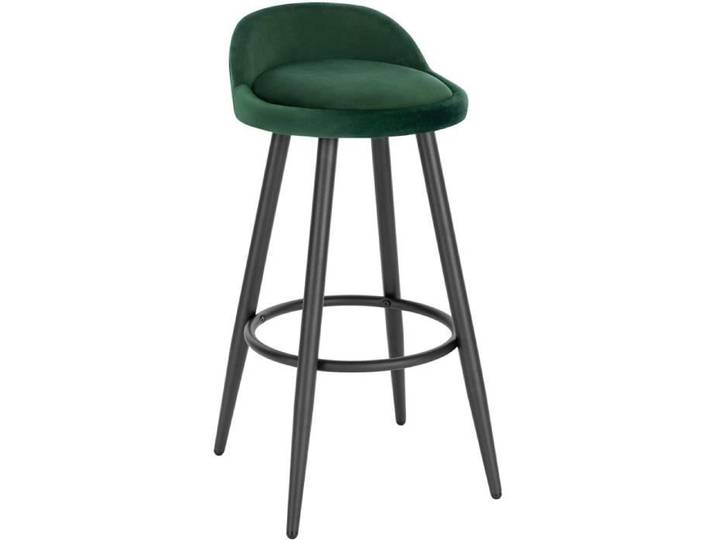 WOLTU 1 x Tabouret de Bar en Velours Tabouret de comptoir avec Repose-Pieds en métal Vert foncé Capacité 120kg