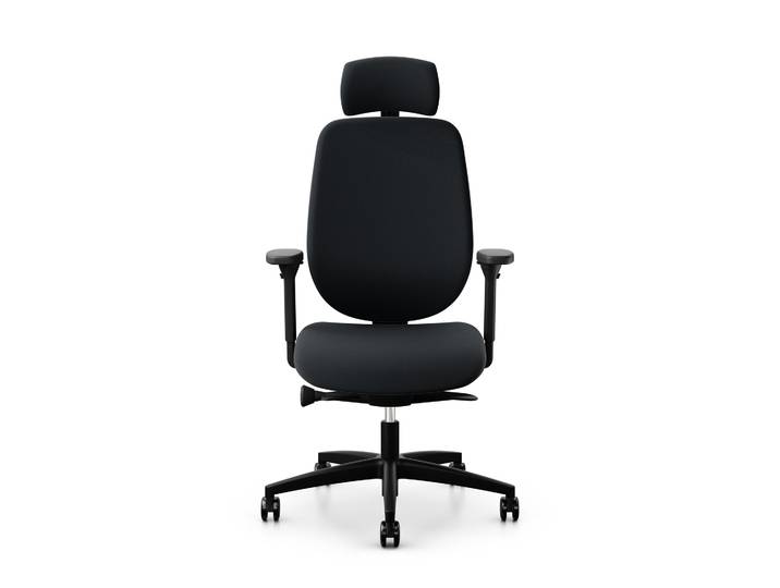 Giroflex 353 office chair with headrest & with 4D armrests Black/Black, New, Ergonomic chair - ideal for flexible working