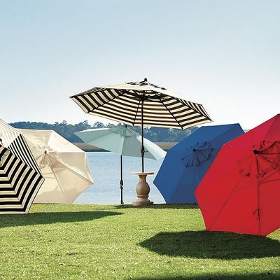 Auto Tilt Patio Umbrella - Canvas White Sunbrella, Bronze, 9' - Ballard Designs