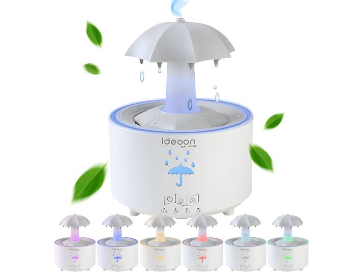 Aroma-Diffuser mit Schirm für ätherische Öle, LED in 7 Farben & Timer, 300 ml