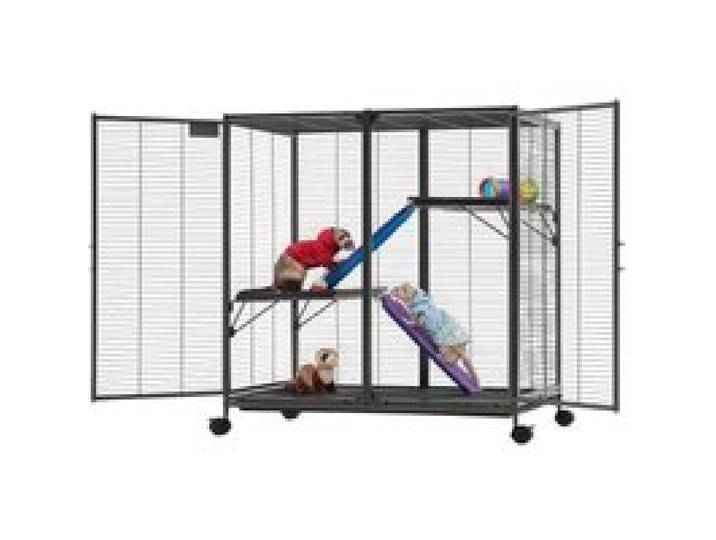 VEVOR Kleintierkäfig Metall Frettchenkäfig Kleintiergehege 90x58x96 cm, Frettchen Chinchillas Gleithörnchen Meerschweinchen & Kaninchen 3-Stöckig 13,97 mm Drahtabstand Feststellbare Schwenkrolle