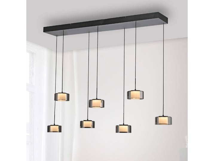 Suspension LED Type A 31 x 50 x 135cm Noir 7 Verre transparent Fer / Aluminium, laqué LED Module LED