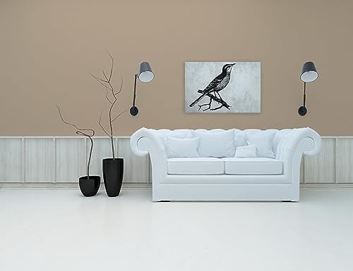 A.S. Création Canvas Foto Vogels - Moderne Wanddecoratie - Grijs Zwart - 90 x 60 cm