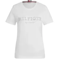 Tommy Hilfiger Eqestrian Damen Belmont Rhinestone T-Shirt optic white, Größe: L