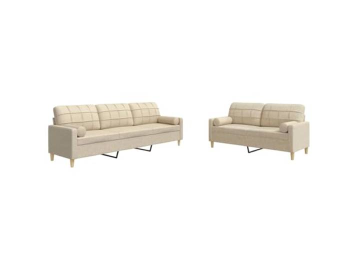 Todiikf 2-TLG. Sofagarnitur 2er & 3er Couch Set mit Kissen Creme Stoff Moderne Polstergarnitur aus atmungsaktivem Stoff mit stabilem Metallrahmen für Wohnzimmer und Empfangsbereich.