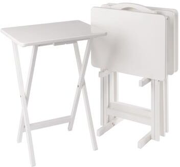 Winsome Wood Alex 5-Pc Snack Table Set with Storage Stand White Finish