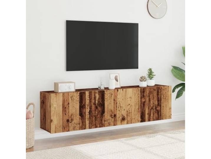 HEFZGDB TV-Wandschränke 2 STK. Altholz-Optik 80x30x41 cm, Wandmontage Möbel mit Stauraum für Multimedia Geräte, Langlebiges Holzwerkstoff Design