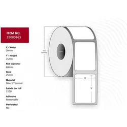 Capture, Etikettenrolle, Label 50x25 - Core 25. White. (25 mm)