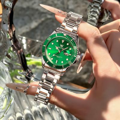 Fusion Finds Women's Quartz Watch With Rotating Dial & Stainless Steel Waterproof Bracelet green