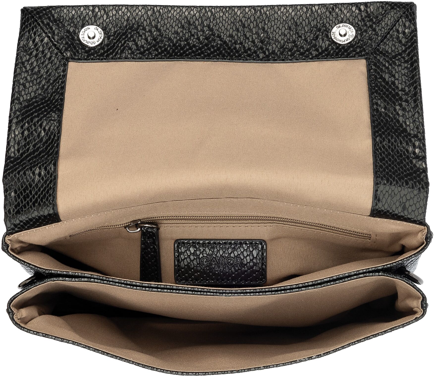 Abendtasche GABOR "Salara", Damen, Gr. B/H/T: 23cm x 14cm x 4,5cm, schwarz (schwarz, geprägt), Lederimitat, clean, gepflegt, geprägtes Muster, unifarben, Taschen Abendtasche, Umhängetasche, mit 2 Kammern je nach Anlass variabel tragbar schwarz, geprägt B/