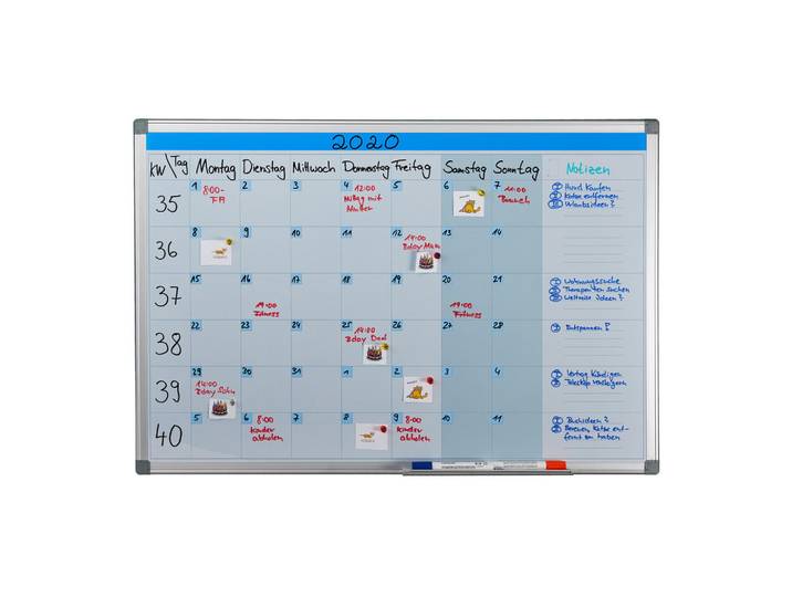 Relaxdays Whiteboard Weiß Silber magnetisch Wochenplaner, Metall, 90x60x5 cm, Bilder & Rahmen, Pinnwände & Magnettafeln