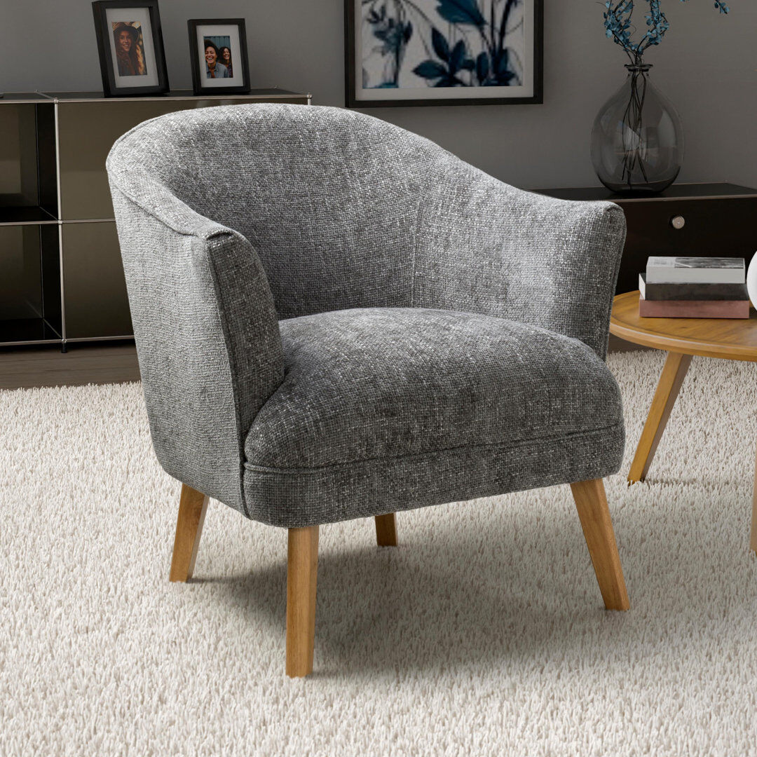 Corrigan Studio Raimunda Upholstered Linen Armchair Grey 73cm H X 81cm W X 75cm D